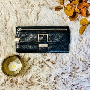 Michael Kors Black Buckle Flap Clutch Wallet